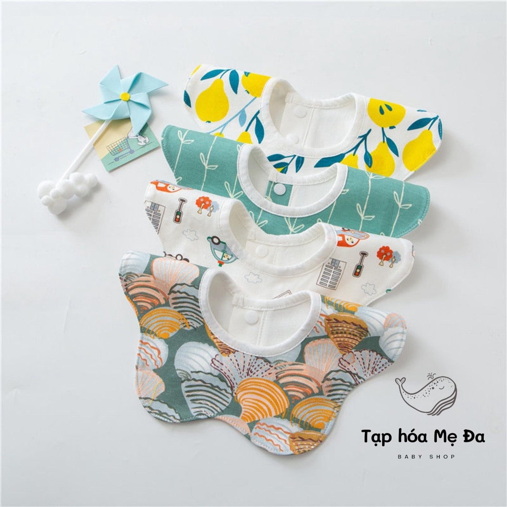 Yếm cotton tròn xoay 360 độ chống thấm hoạ tiết vintage cho bé