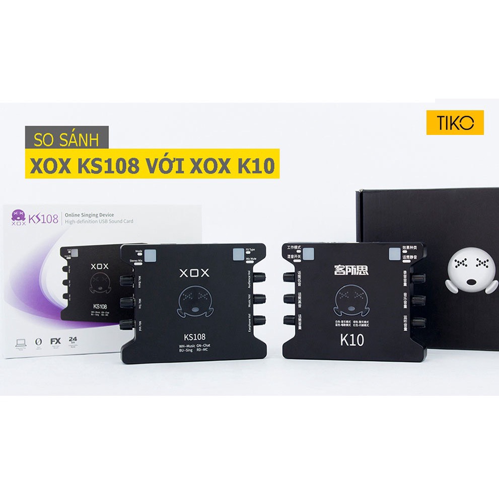 Sound Card XOX KS108 Bản Tiếng Anh. Chuyên Dùng Thu Âm, Karaoke, Livestream, Âm Thanh Sống Động. Bảo Hành 12 Tháng