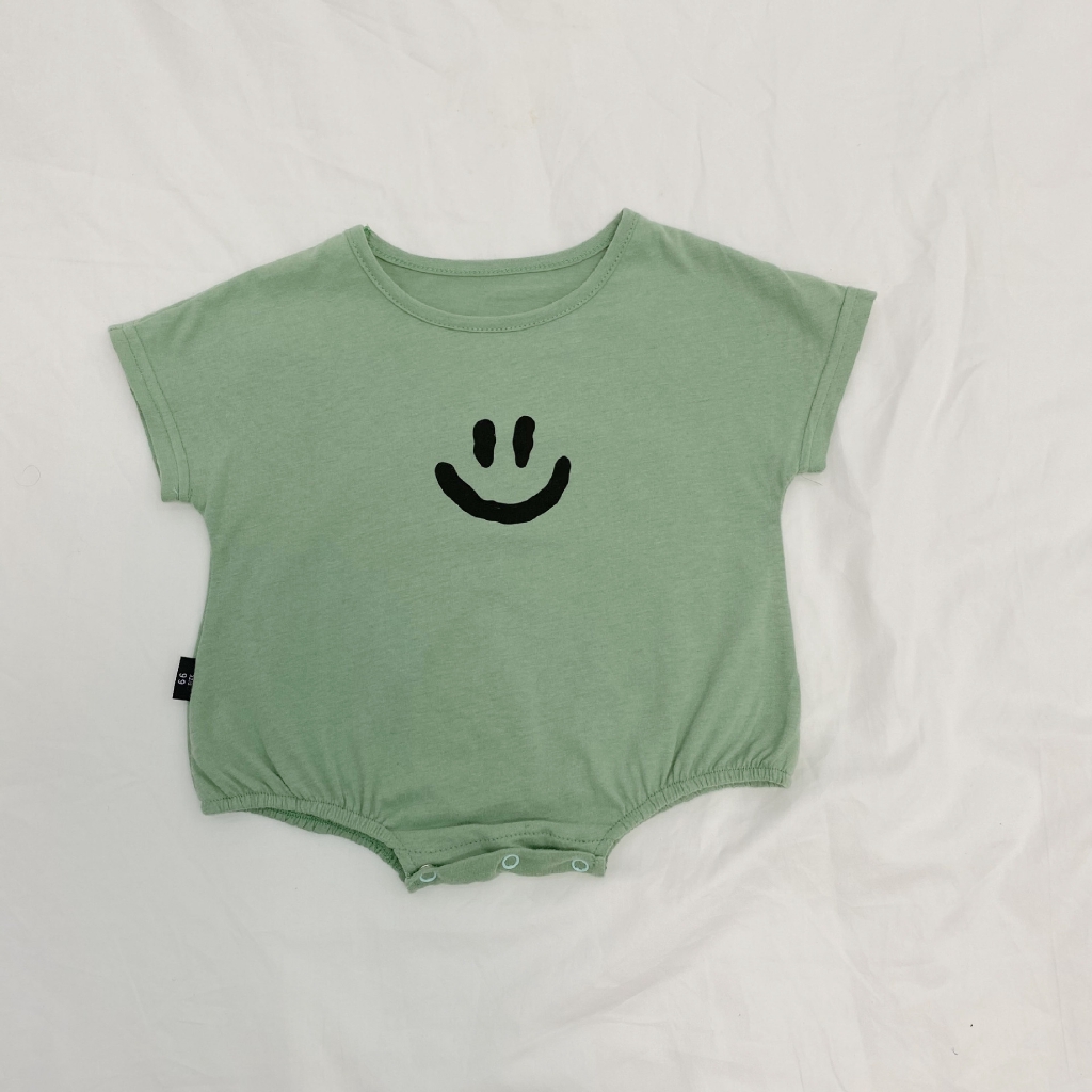 Bộ áo liền quần in chữ mặt cười cho bé 0-24 tháng tuổi