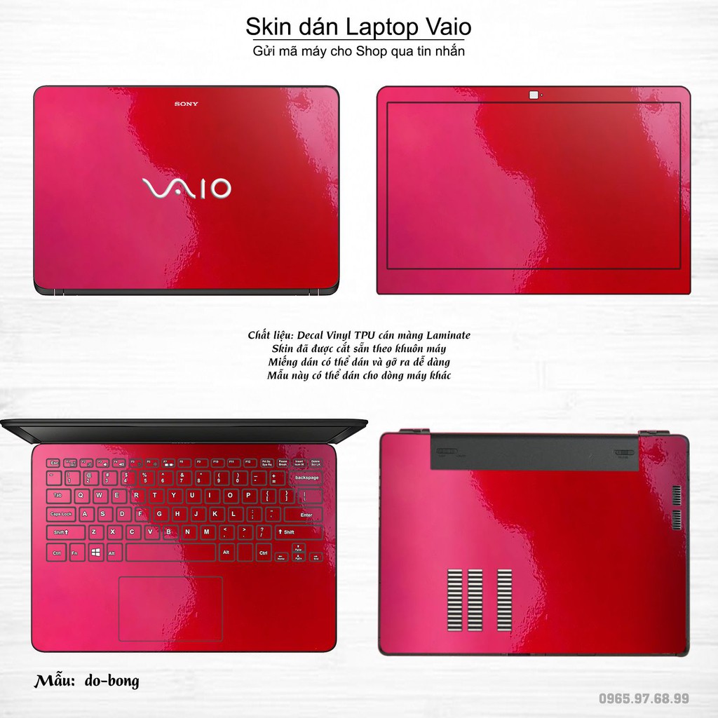 Skin dán Laptop Sony Vaio màu đỏ bóng (inbox mã máy cho Shop)