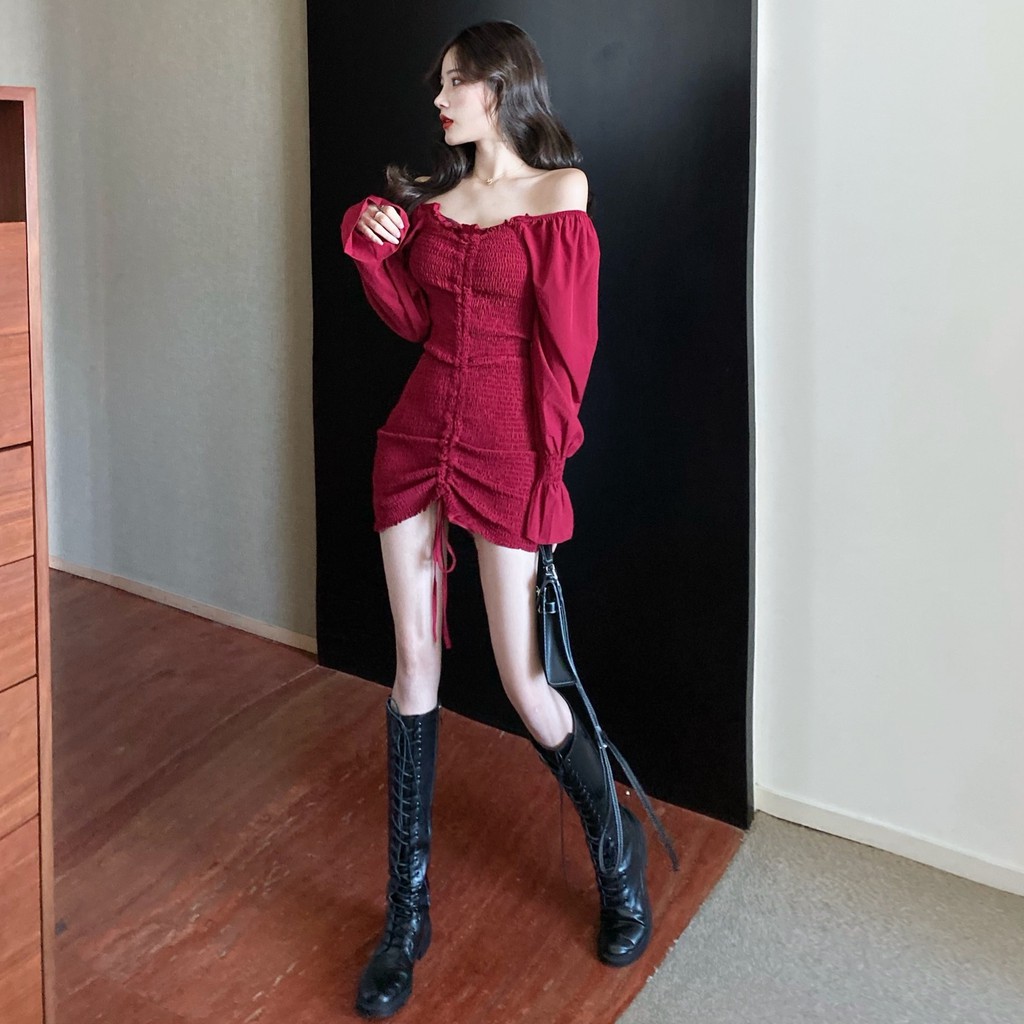Đầm dáng ôm trễ vai Emilyshop ulzzang
