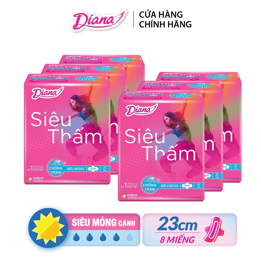 Băng vệ sinh siêu mỏng cánh Diana siêu thấm 8 miếng