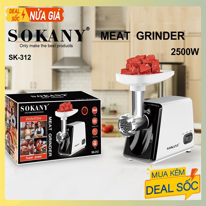 Máy Đùn Thịt Cá, Máy Xay Thit Đa Năng SOKANY SK312 2500W