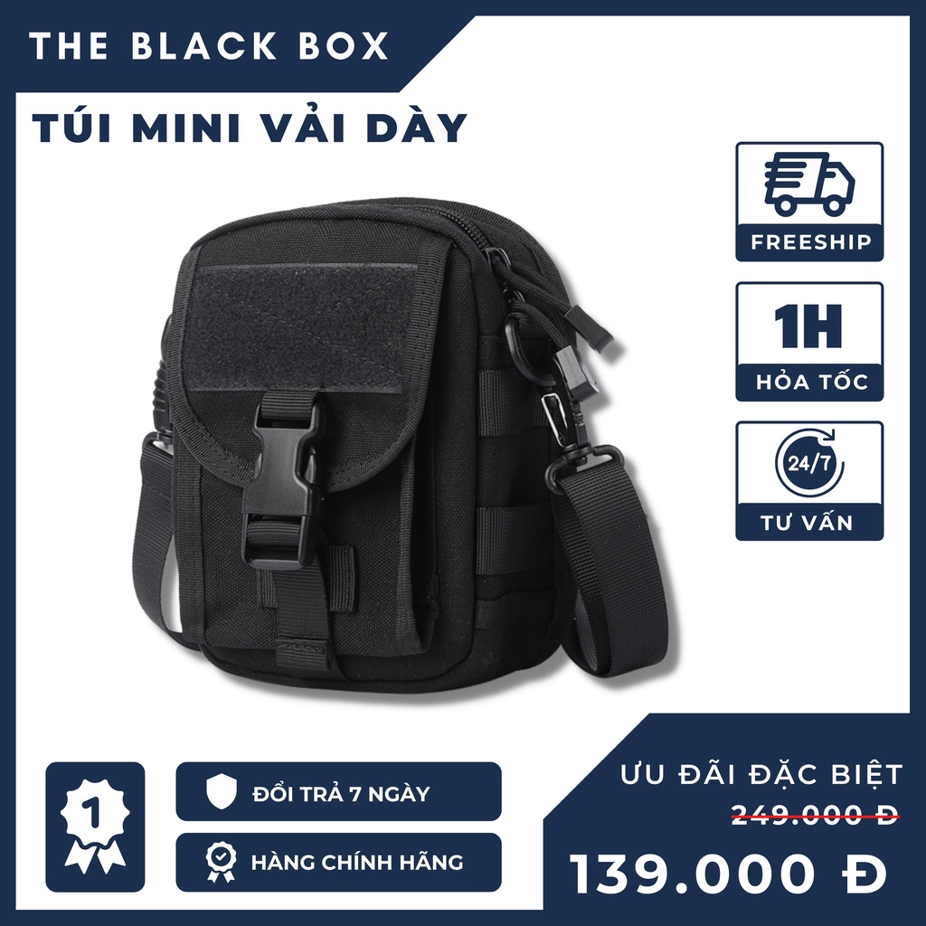 Túi Đeo Chéo Unisex Thời Trang Nam Nữ Chất Liệu Vải Polyester Dệt Trơn Cao Cấp Freeship - The Black Box