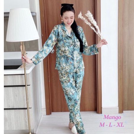 Bộ Pijama Dài Tay Cho Nữ - Đồ Ngủ Lụa Mango Cao Cấp Hàng Có Đủ SizeGiảm 10K Đơn 200K