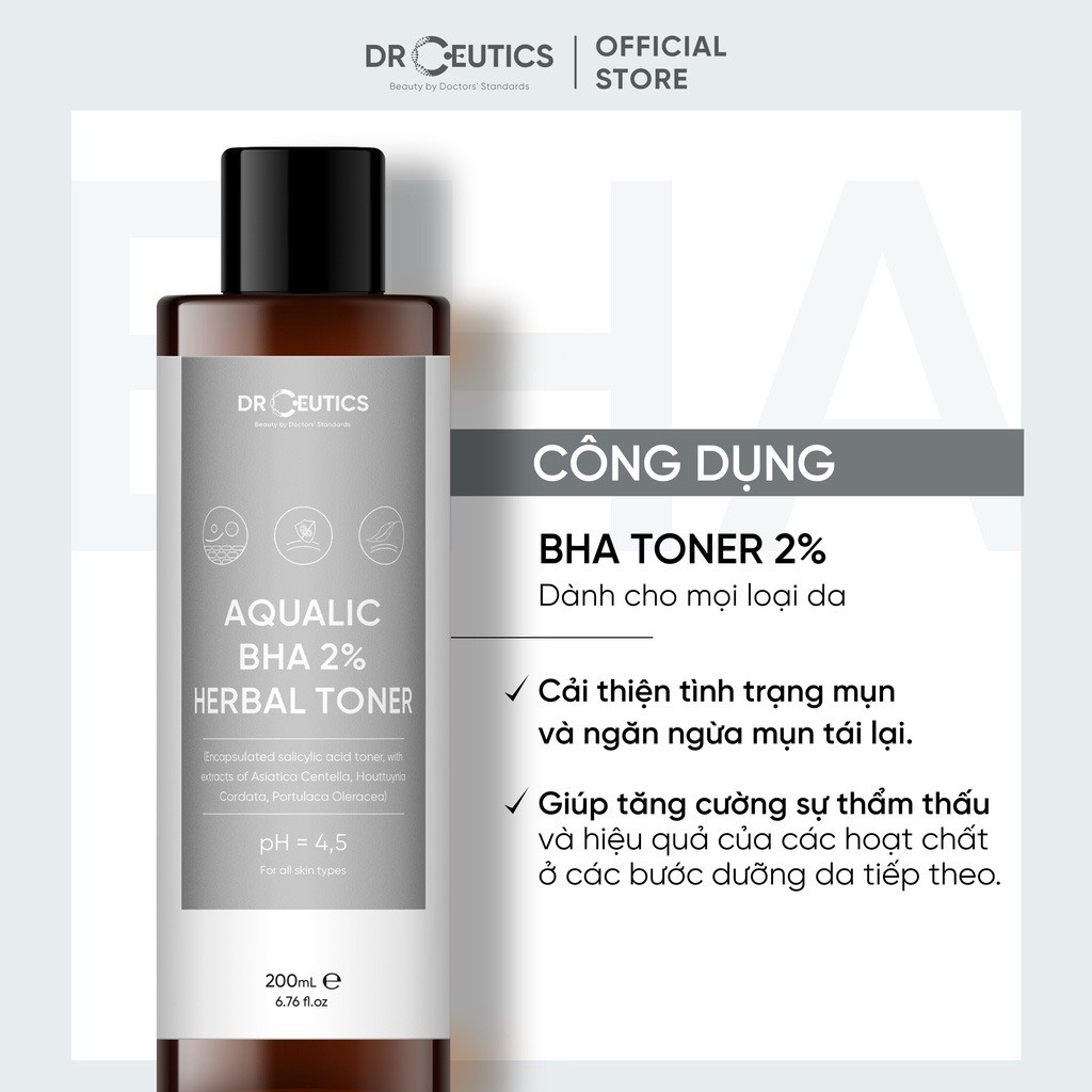 Dung Dịch Toner Làm Sạch Và Cân Bằng Da DrCeutics BHA 2% - 200ml