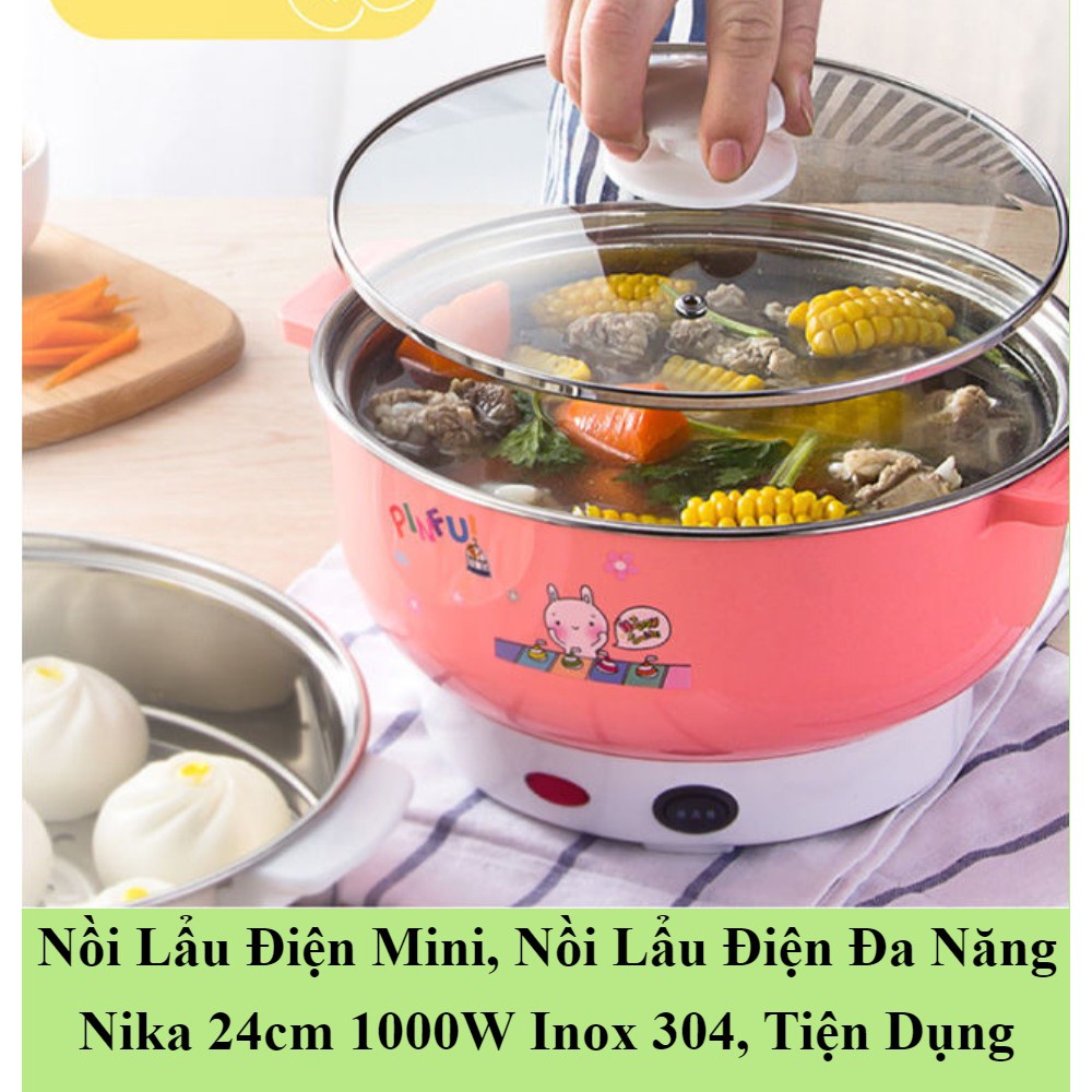 [HCM TẶNG 20K] Nồi Nấu Lẩu Điện 26cm, Mini Phù Hợp Cho Mọi Gia Đình Chất Liệu Thép 304 Không Gỉ