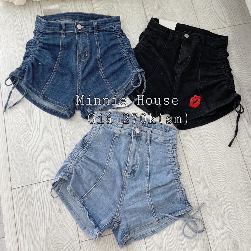 quần shorts jean rút dây co giãn tốt lưng siêu cao ( hình thật 100%)
