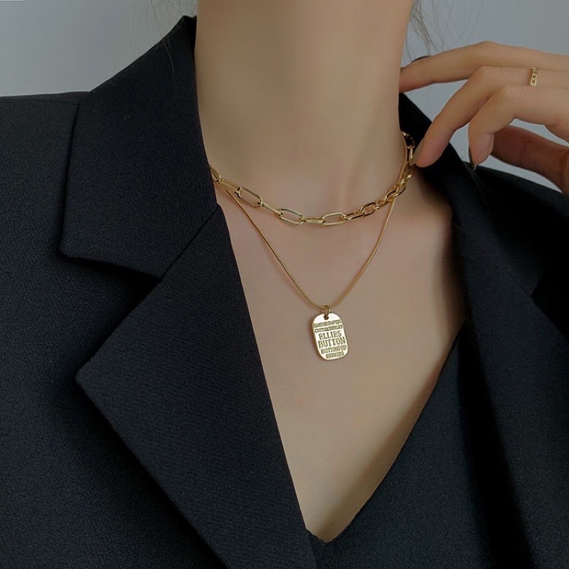Dây chuyền, vòng choker 2 lớp dây xích cá tính DC03