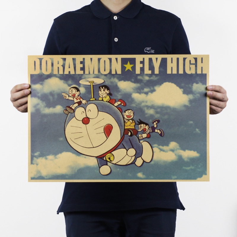 Tấm poster in hình nhân vật truyện tranh Nhật Bản Doraemon 51x36cm dùng trang trí nội thất