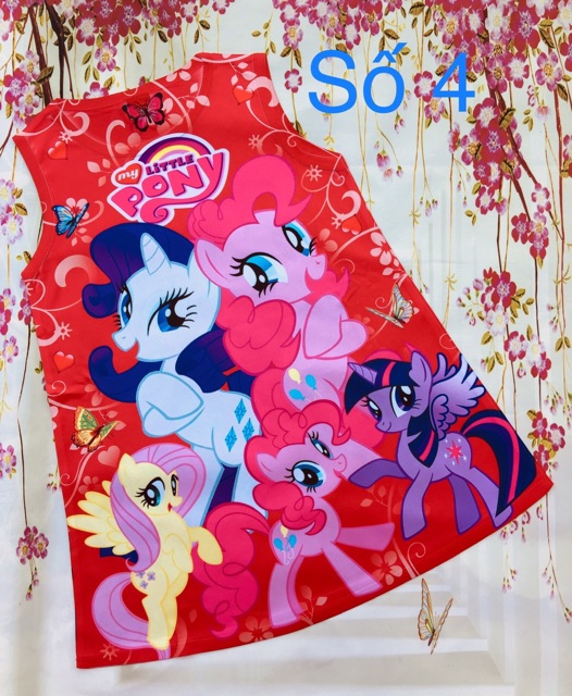 🌸🌸 Đầm chữ A in 3D hình PONY cực xinh bé từ 19-33kg