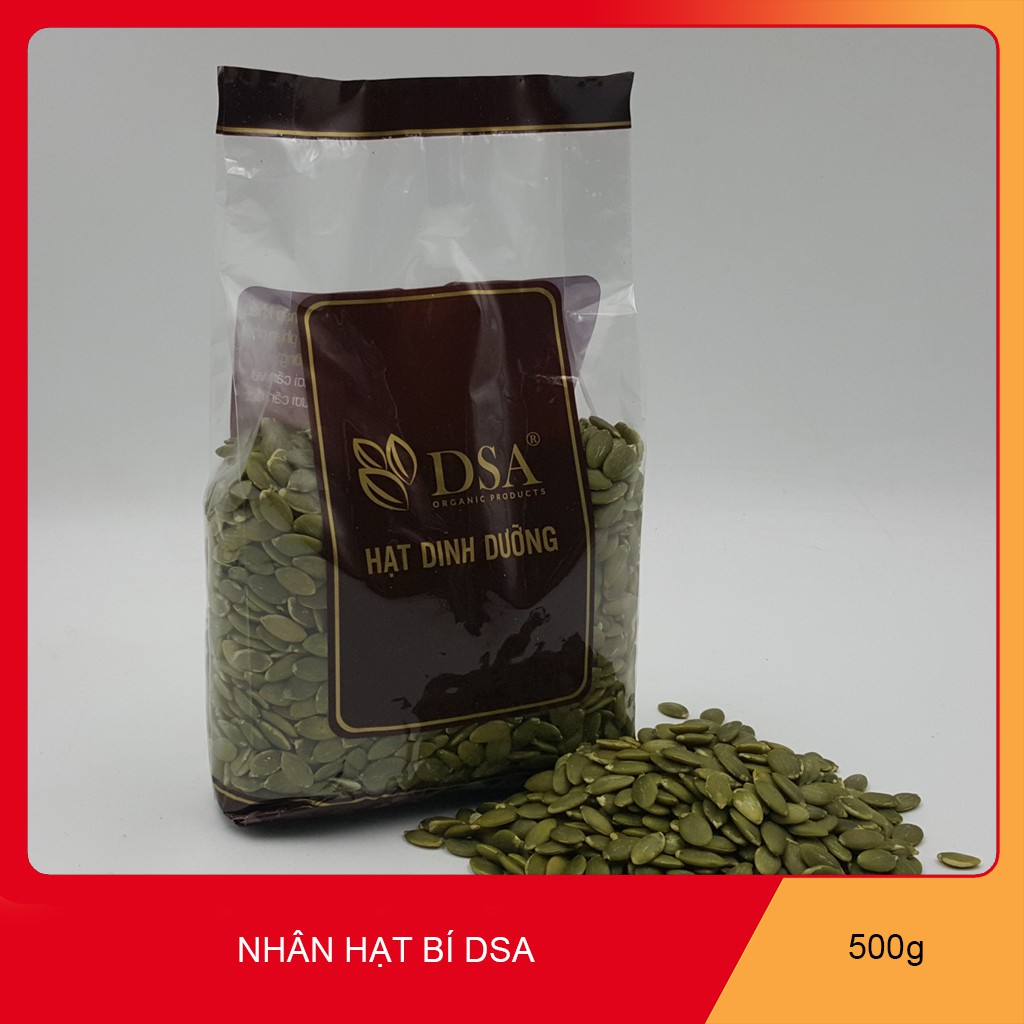 Nhân Hạt bí xanh ấn độ thương hiệu DSA. Khối lượng 500gr.