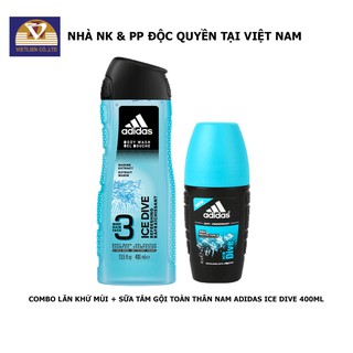 Combo 2 chai : lăn khử mùi nam adidas ice dive 40ml + sữa tắm gội toàn thân nam adidas - ice dive 400ml