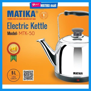 Ấm đun nước,ấm đun đế liền Matika MTK-50 nước sôi nhanh chóng,inox không gỉ,bảo hành 12 tháng