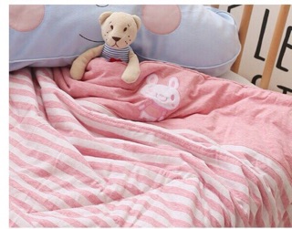 Chăn trần bông kẻ cotton