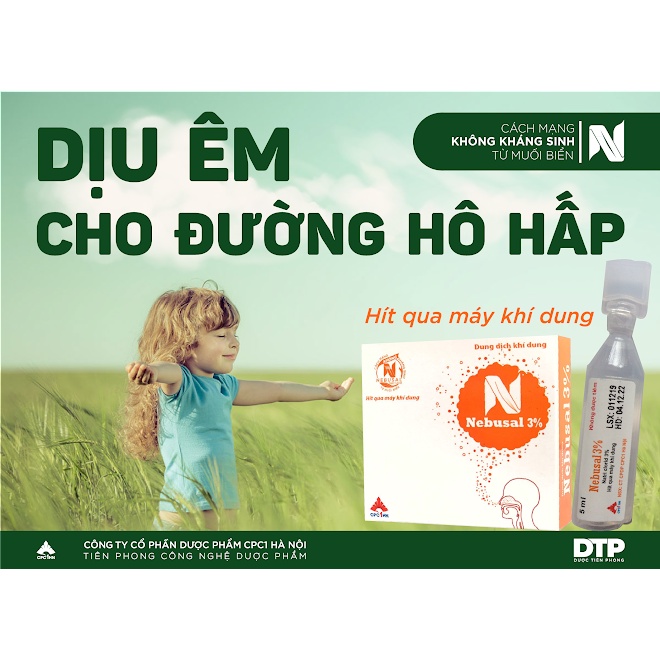 Dung dịch khí dung NEBUSAL 3%, hộp 1 vỉ x 5 ống nhựa 5ml (NEBUSAL - The 3% Nebulized solution, box containing 1 blister,