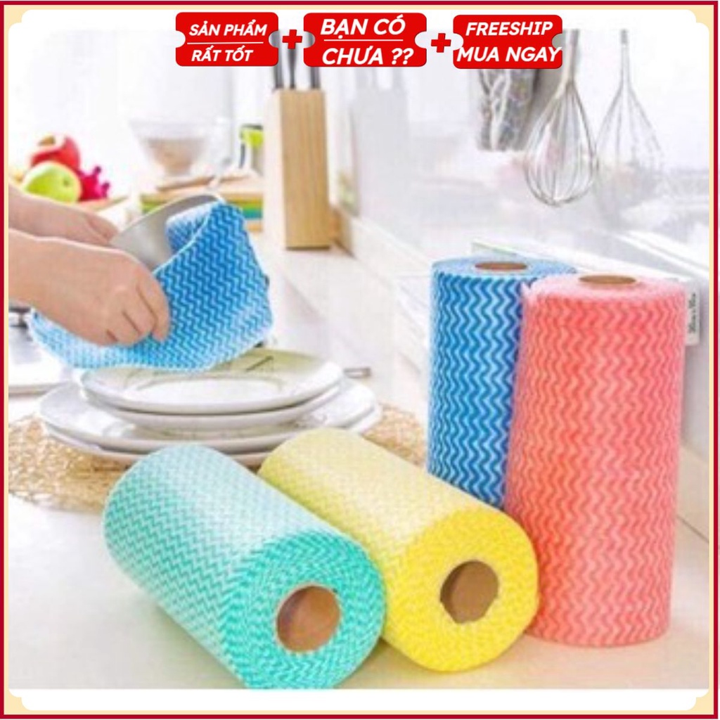 Cuộn giấy lau đa năng bằng vải không dệt ( cuộn 50 tờ ) .