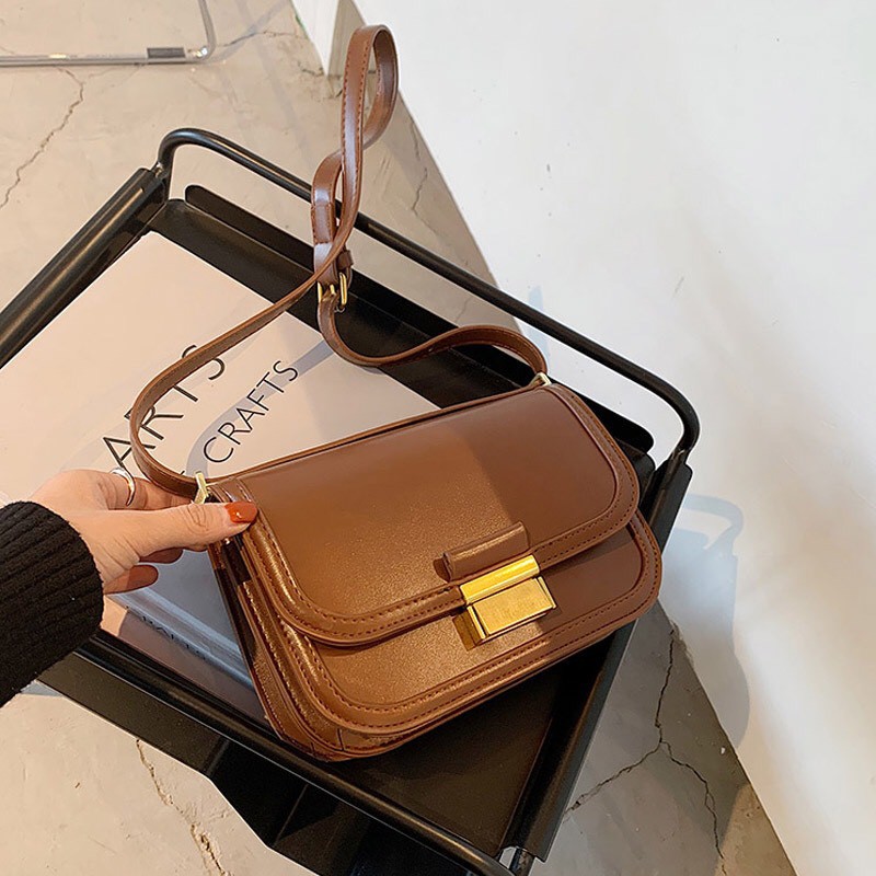 Túi hộp đeo chéo 2 ngăn khóa chữ nhật vintage S086