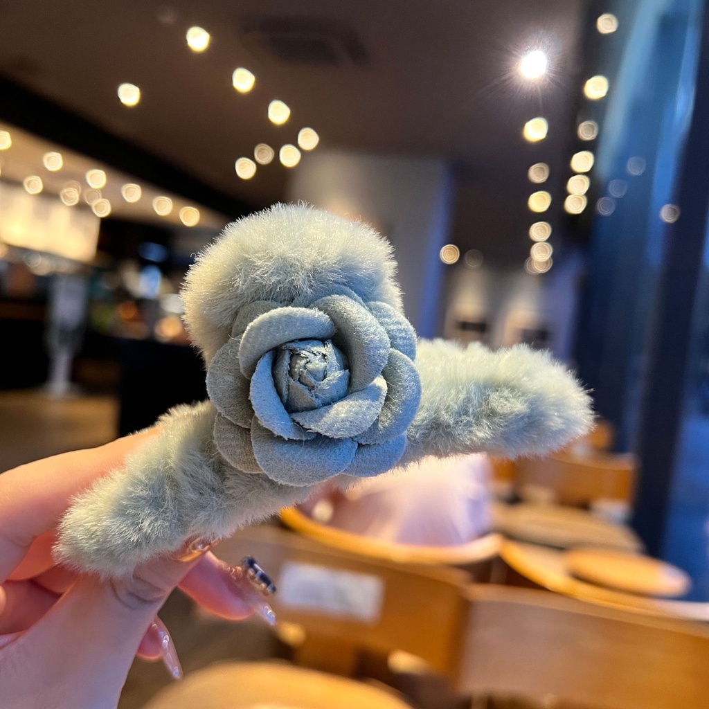 Kẹp Tóc Hoa Trà Nhồi Bông Phong Cách Mới 2022