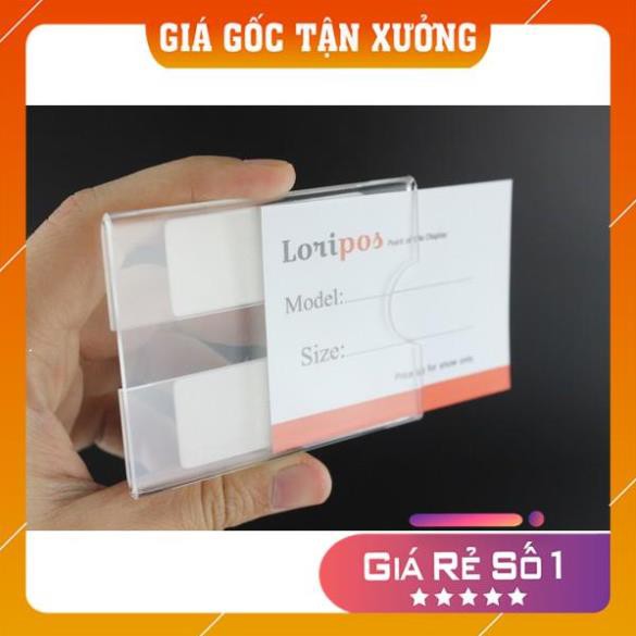 THẺ KẸP NHÃN GIÁ mica trong, dán kệ tiện dụng,Kẹp giá, Ghi thông tin, KT 9x6cm, 8x4cm, 6x4cm, Có keo dán