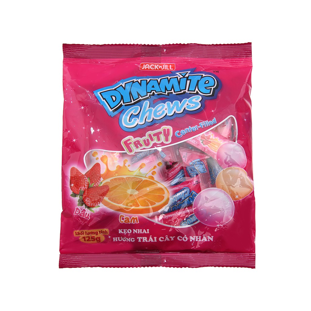 Kẹo nhai hương trái cây có nhân Dynamite Chews gói 125g