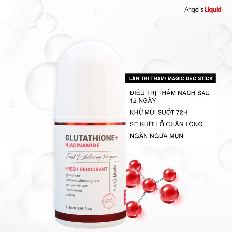 [Mẫu Mới] Lăn Khử Mùi Ngăn Ngừa Hôi Nách Mờ Thâm Dưỡng Sáng Da Angel's Liquid Glutathione Fresh Deodorant 60ml