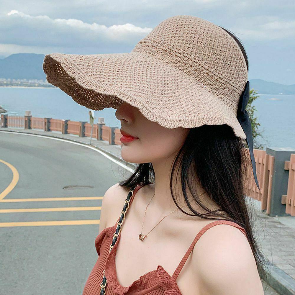 NIUYOU Mũ Đi Biển Chống Nắng Đính Nơ Có Thể Gấp Gọn Tiện Lợi