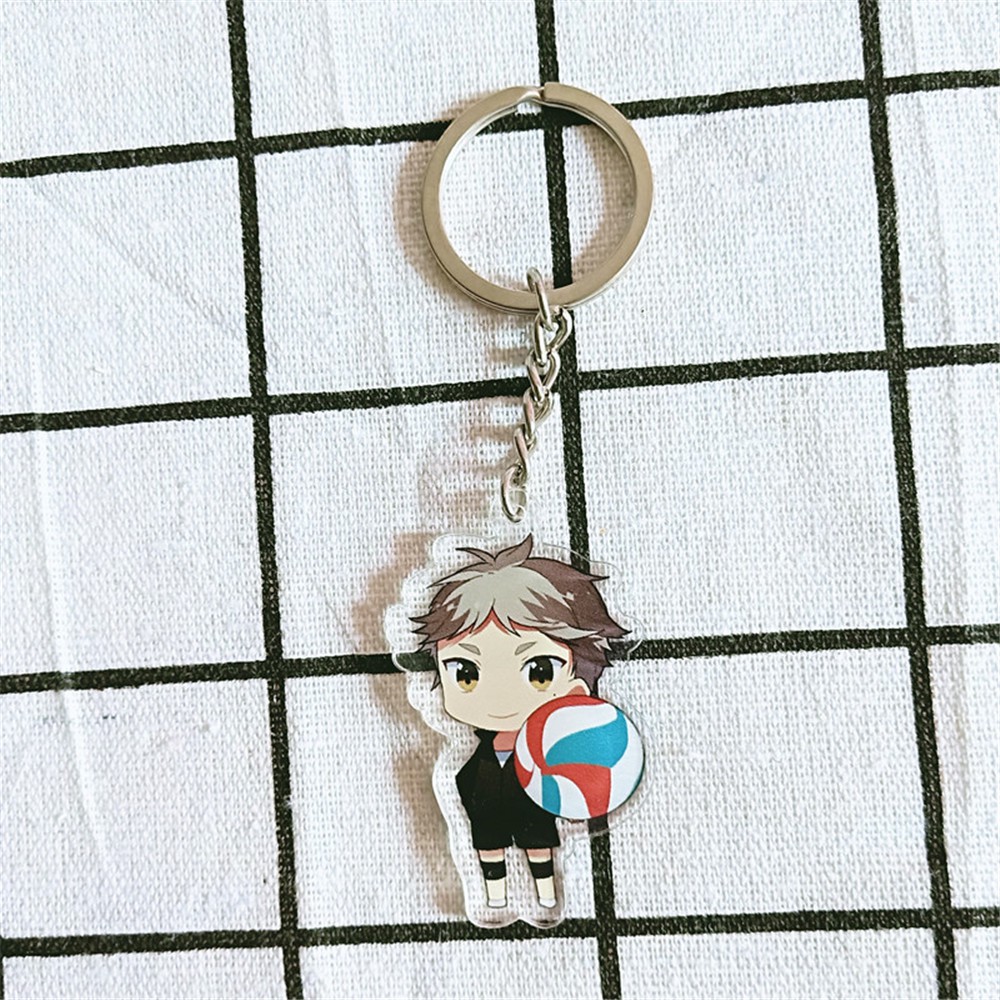 Anime Cartoon Volleyball Teenager Acrylic Keychain Chain Transparent Double Side Bag Pendant for Kids Gift