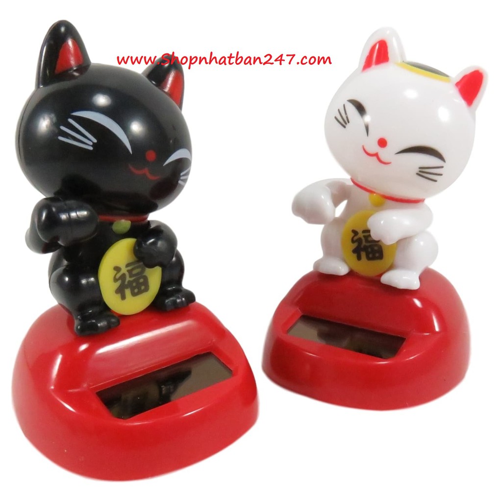 [Mèo thần tài may mắn vẫy tay - năng lượng mặt trời] Lucky cat solar powered wings daiso