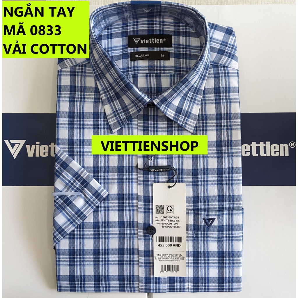 (0833 CRS) ÁO SƠ MI VIỆT TIẾN NGẮN TAY CA RÔ