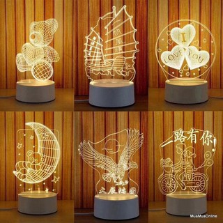Đèn ngủ 3D Casme, đèn LED trang trí phòng ngủ nhiều mẫu, có thể làm quà tặng - D001