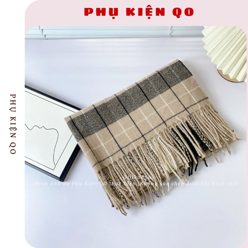 Khăn quàng cổ Cashmere kẻ phong cách Vintage K15