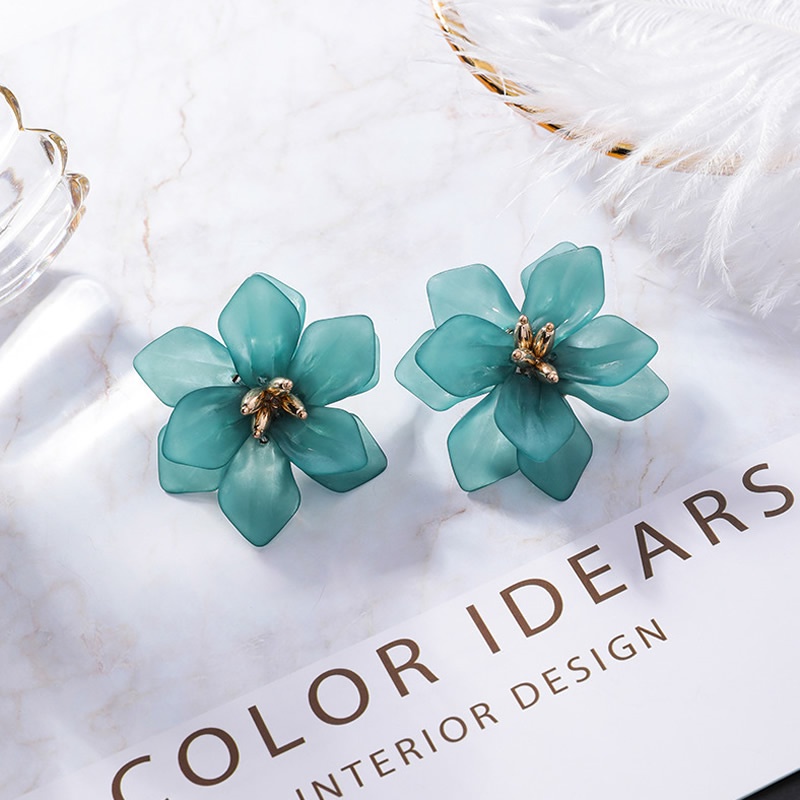 Bông Tai Hình Hoa Lớn Bằng Acrylic 4 Màu Tùy Chọn Phong Cách Vintage Thanh Lịch Thời Trang Cho Nữ OG050