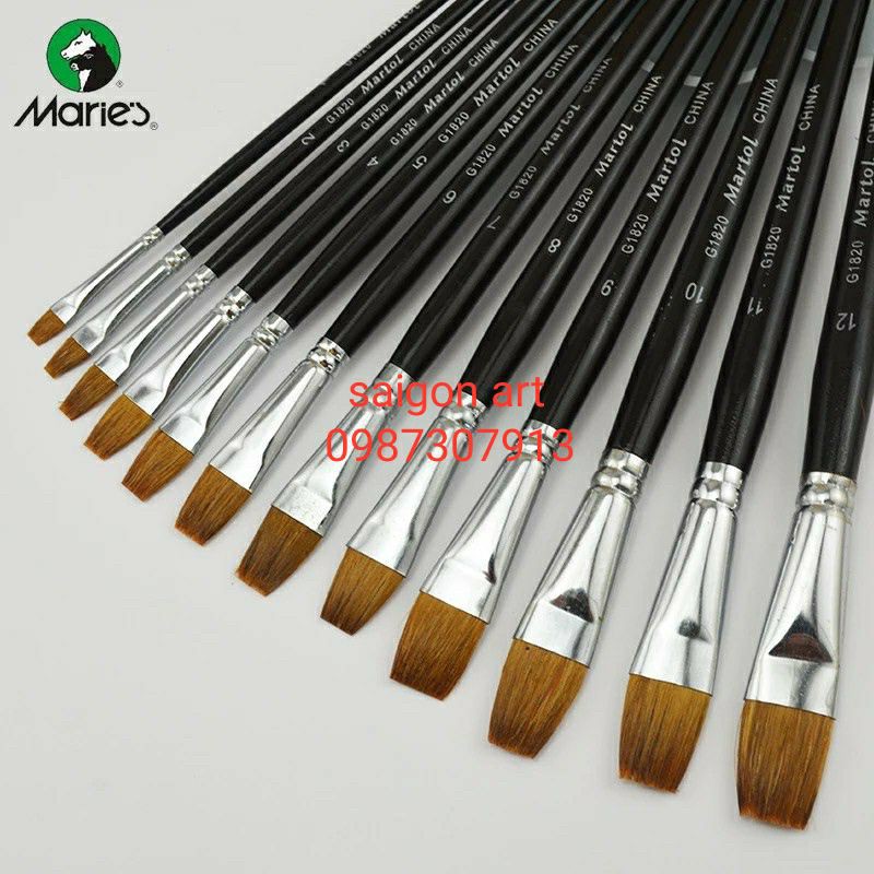 Cọ Vẽ Tranh, Đầu Vuông, Lông Chồn Chất Lượng Tốt Maries_G1820