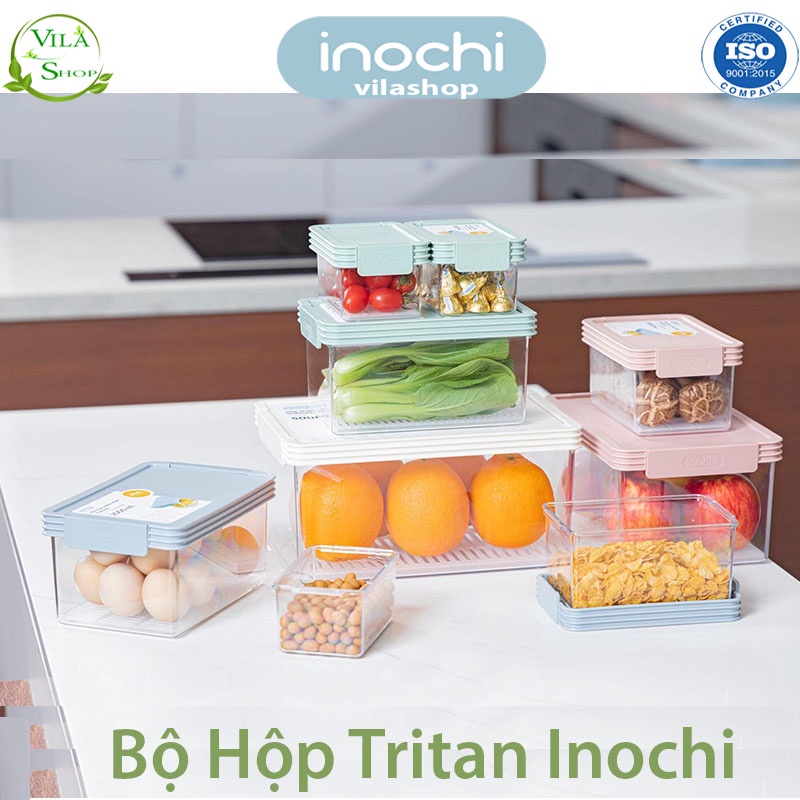 Bộ 3 Hộp Tritan Chữ Nhật, Hộp Bảo Quản Thực Phẩm Nhựa Tritan Cao Cấp Inochi Không Chứa BPA, BPS An Toàn Tuyệt Đối
