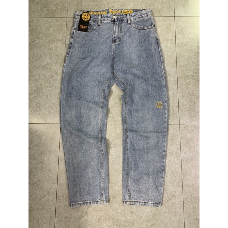 Quần jeans dài form xuông Drew house đầy đủ tem mạc và túi zip