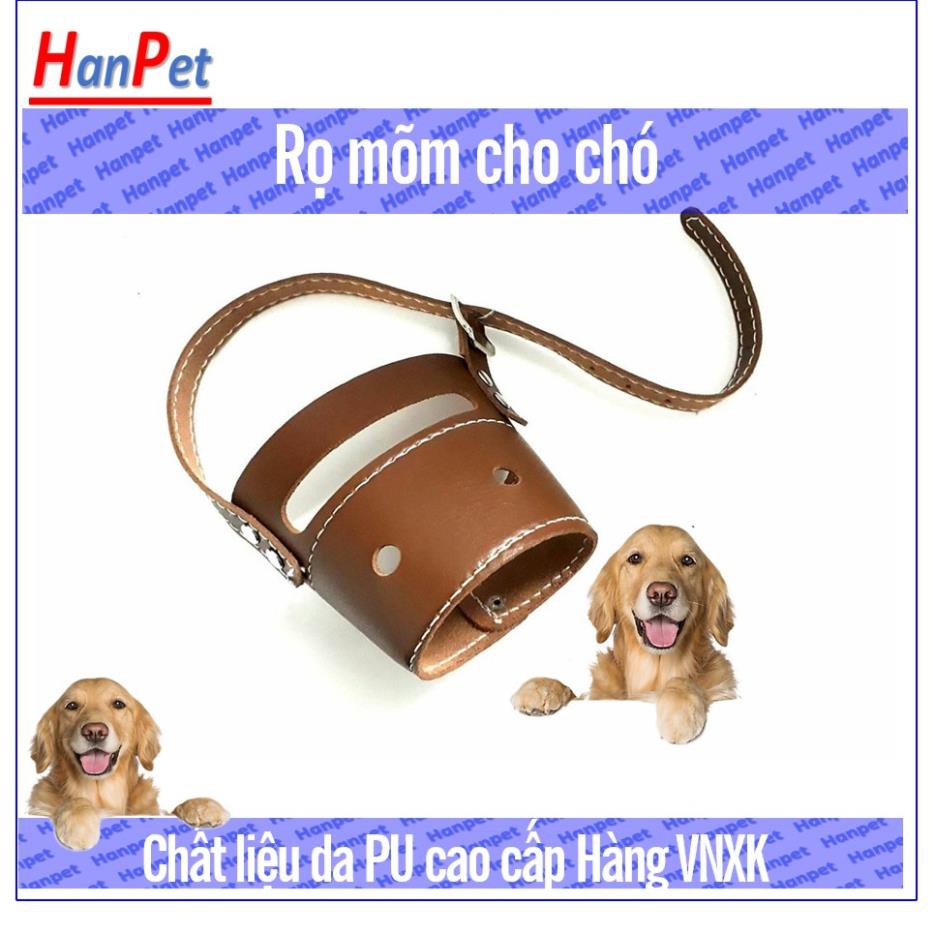 Hanpet.GV- Rọ mõm chó da loại mõm dài chất liệu bằng da PU (3 size tùy thuộc chu vi mõm) hàng Việt Nam chất lượng cao