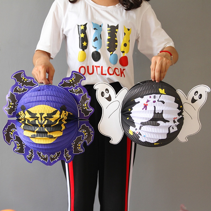 Đèn Lồng Bí Ngô Halloween Đèn Lồng Giấy Cầm Tay Trẻ Em Trong Nhà Lễ Hội Đồ Trang Trí Đạo Cụ