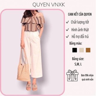 Quần đũi ống rộng, quần culottes vải đũi cao cấp, cạp cúc lưng chun, dễ phối đồ, phù hợp nhiều hoàn cảnh