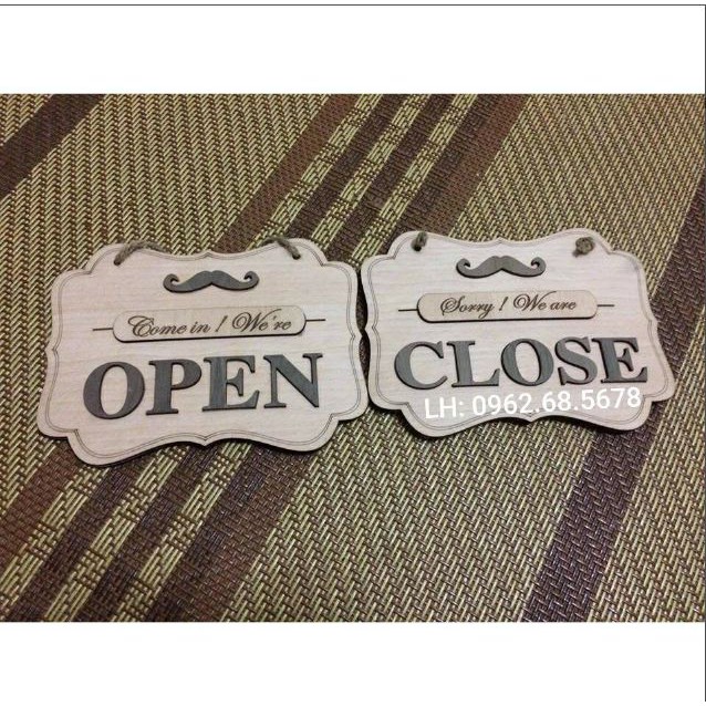 BẢNG GỖ OPEN - CLOSE có số điện thoại 1