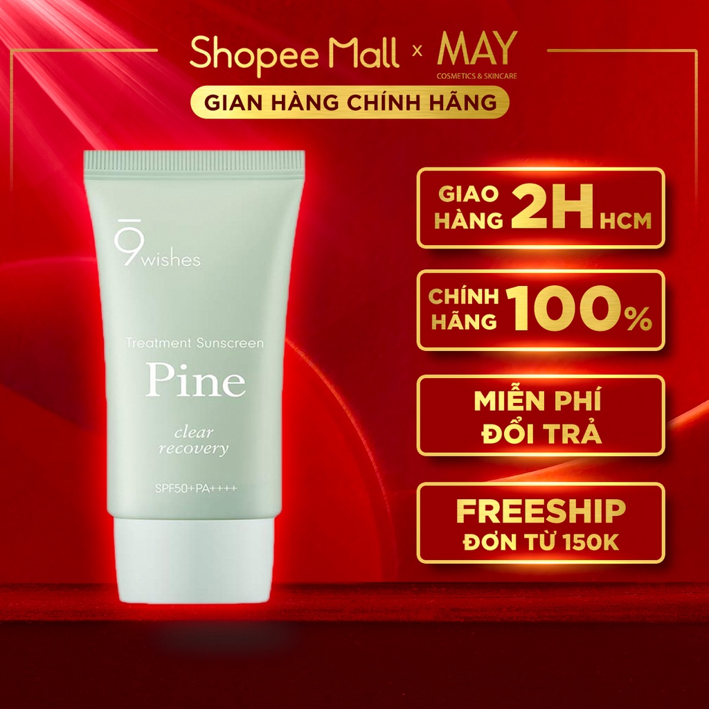 Kem Chống Nắng 9WISHES PINE Treatment Sunscreen Kiềm Dầu, Đều Màu Da SPF50+ PA++++ 50ml - Xanh