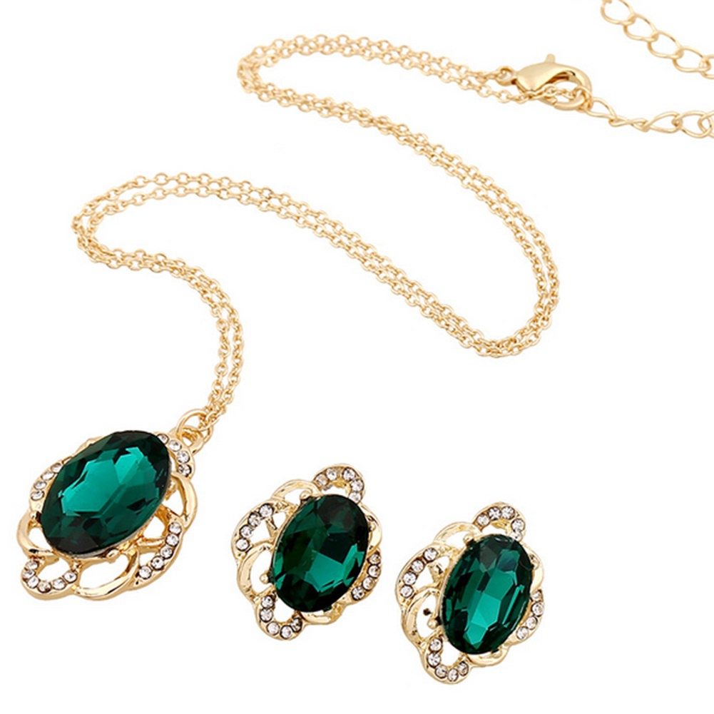 Bộ trang sức hình hoa đính đá sáng bóng sang trọng cho nữ