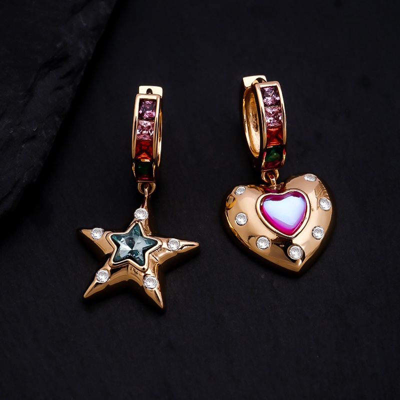 Khuyên Tai Hình Ngôi Sao Trái Tim Phong Cách retro Thời Trang Âu Mỹ