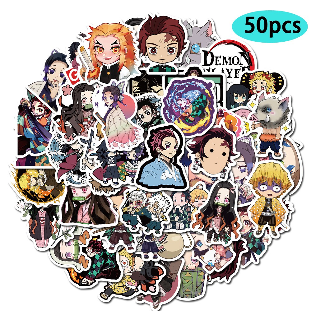 Set 50 Sticker Hình Nhân Vật Anime Demon Slayer: Kimetsu No Yaiba Trang Trí Thủ Công