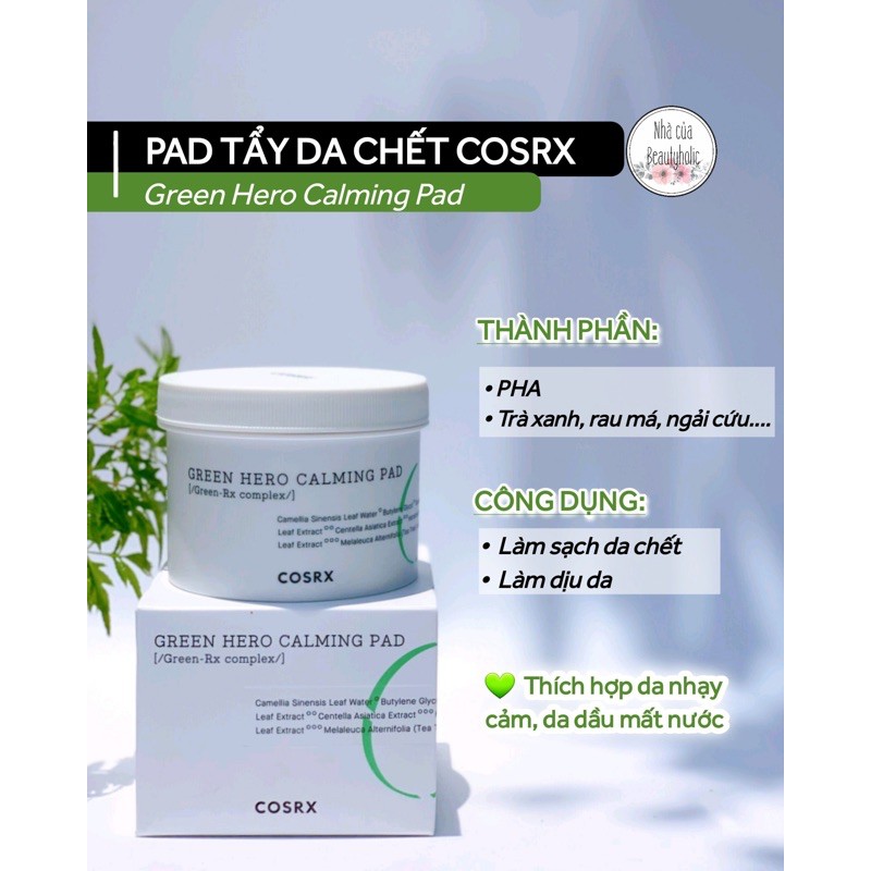 Bông tẩy da chết COSRX ONE STEP GREEN HERO CALMING PAD