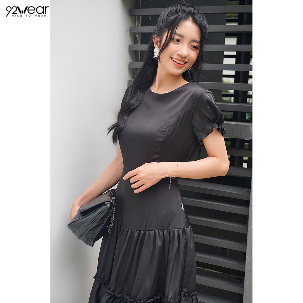 Đầm váy nữ công sở 92WEAR dáng xòe ngắn tay đuôi cá DEW0171 | BigBuy360 - bigbuy360.vn