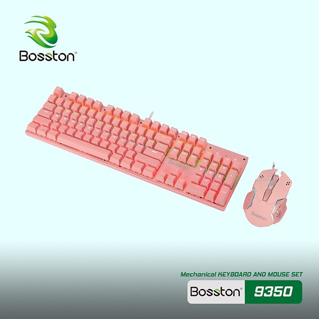 Bộ Bàn phím cơ và chuột Bosston EK9350 - Cơ quang học blue switch - Led rainbow 9 chế độ hiển thị - ATcomputer