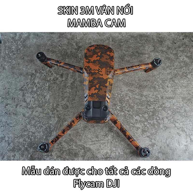 Miếng Dán Skin 3M cho Flycam - Mẫu Mamba Cam vân nổi - Dán được cho tất cả dòng Fly Cam DJI Mavic Pro 1/ Pro 2/ Pro 3..