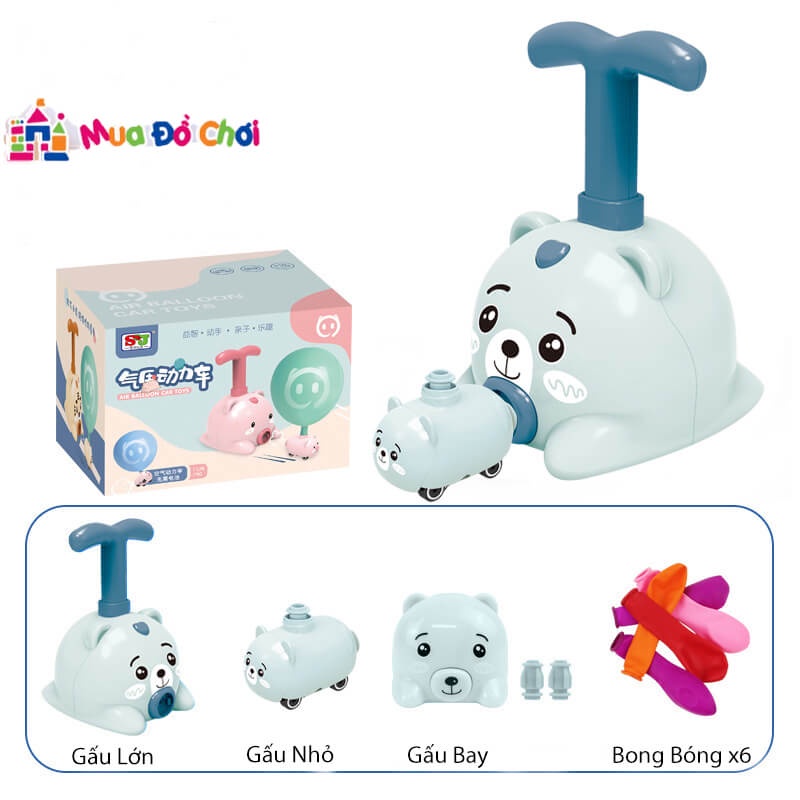 Bộ đồ chơi bơm bóng chạy xe hình thú dành cho các bé