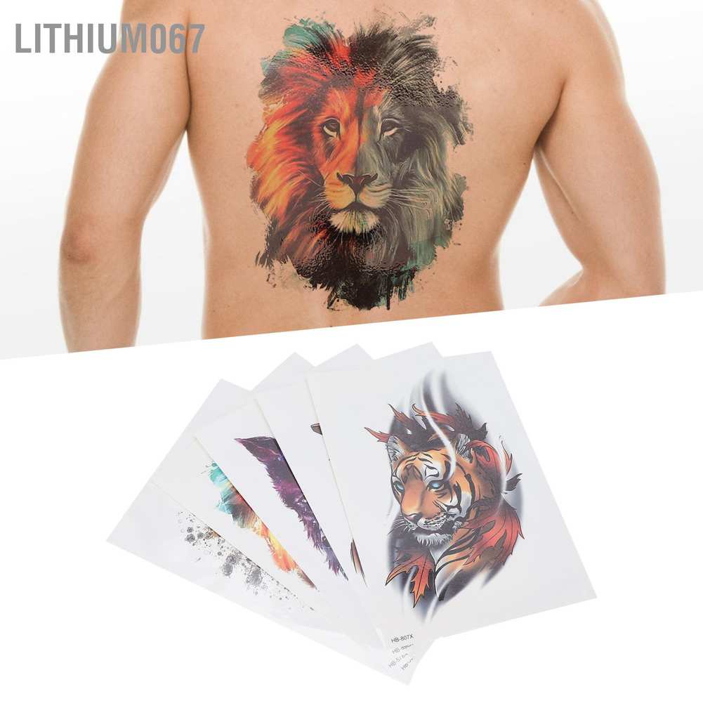 Lithium067 5Pcs Half Arm Temporary Tattoo Sticker Waterproof Long Lasting Stickers for Men Hình xăm dán họa tiết động vật